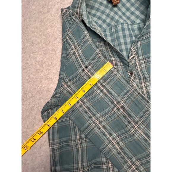 Sonoma Life + Style Women’s M Teal Plaid Flannel Button Down Shirt Long Sleeve - Picture 9 of 9